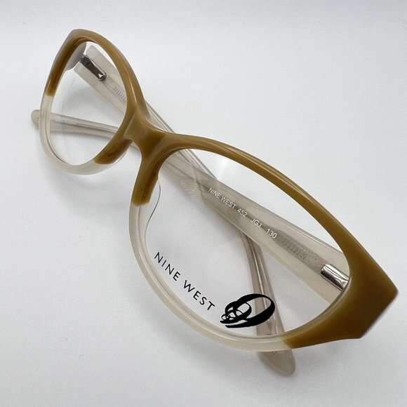 Nine West 0JGJ 00 Cat Eye Oval Full Flex Eyeglass Frames Camel Beige 53-16-130